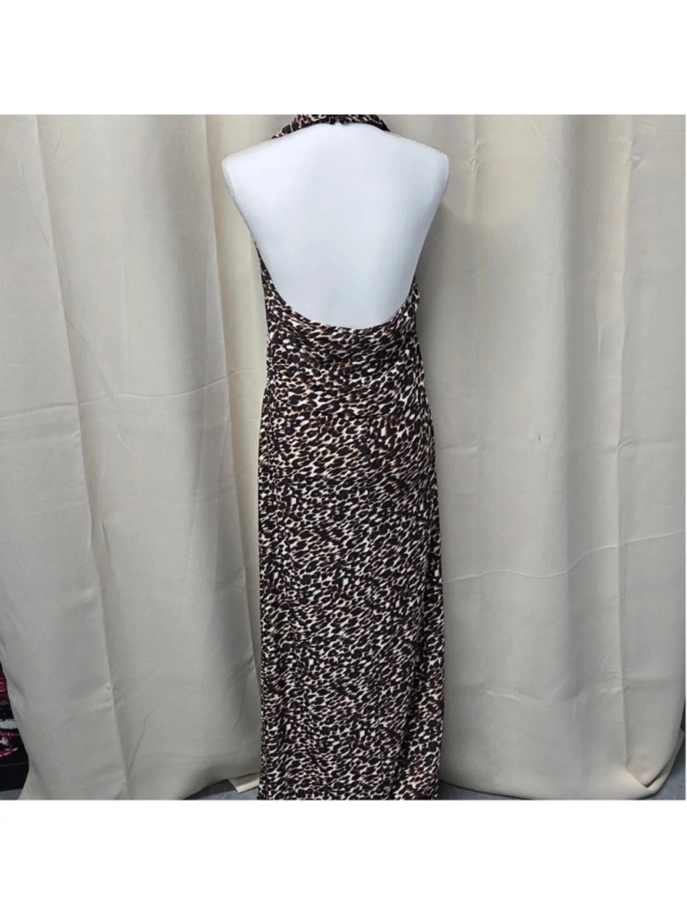 R&K Originals Leopard Animal Print Halter Maxi Dress Size M